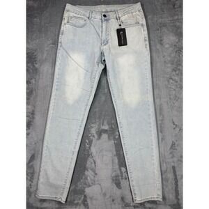 Tailored Athlete Mens Premium Stretch Jeans Light Wash Blue Muscle Fit 34x30 NWT